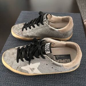 Golden Goose Glitter Silver Tennis Shoe Size 7